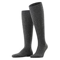FALKE Men's Lhasa Rib M Kh Wool Cashmere Long Plain 1 Pair Knee-High Socks, Grey Anthracite Melange 3080, 5.5-8