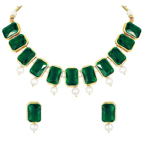 Image of Peora Traditional Crystal Necklace & Jewellery Set Gift for Women