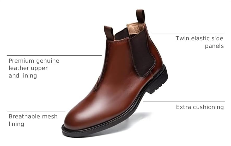 Image of Arkbird Chelsea Ankle Boots for Men Genuine Leather Oxford Casual and Formal Dress Boot