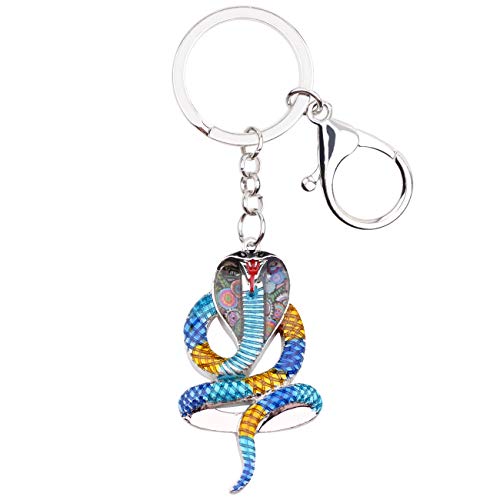 WEVENI Enamel Alloy King Cobra Keychain Snake Key Ring Fashion Jewelry For Women Girls Car Wallet Bag Charms