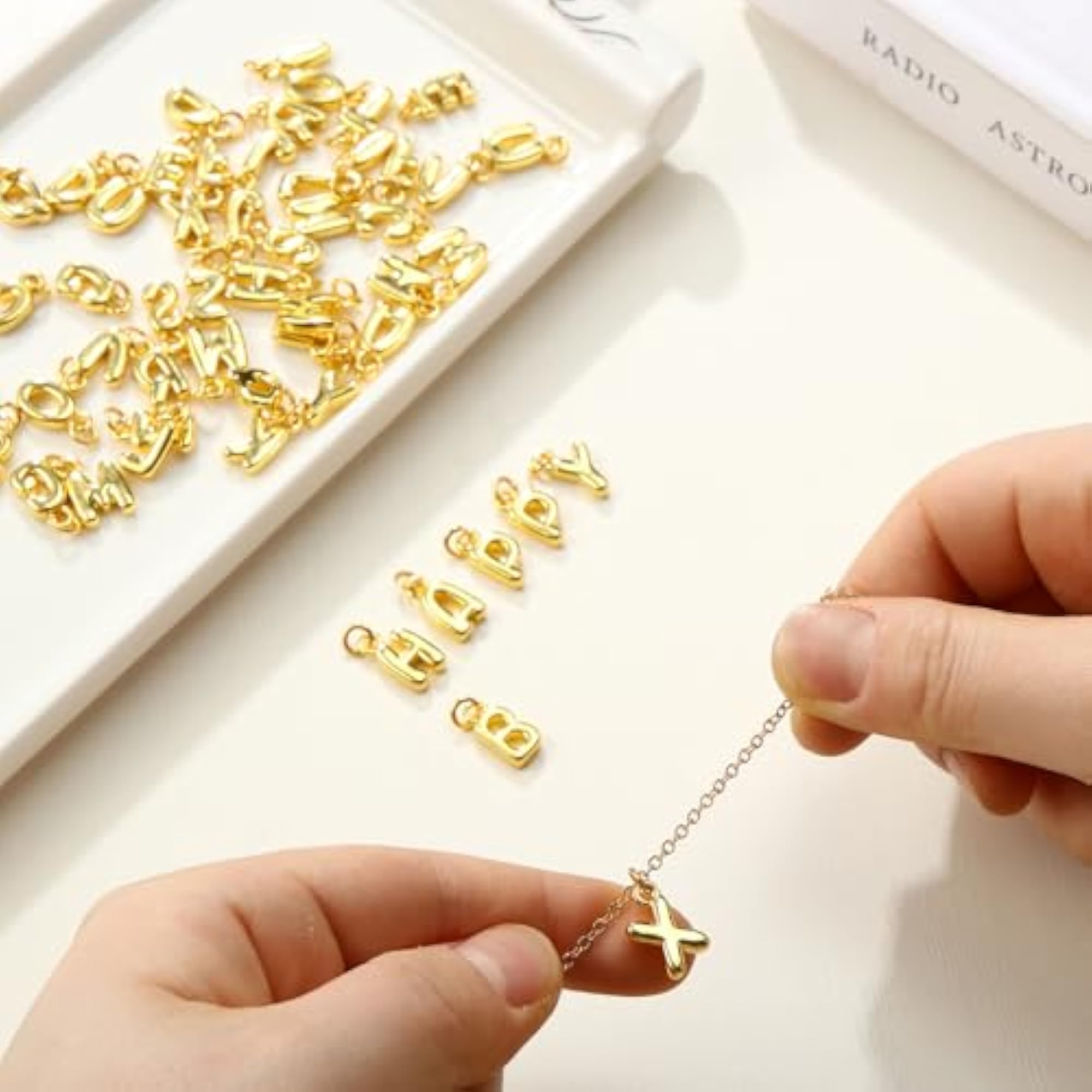 18K Gold Bubble A-Z Alphabet Pendant for DIY