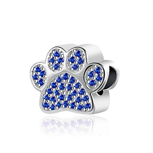QeenseKc Abalorio de cristal con diseño de huellas de perro, 12 colores, para pulsera de Euroepan