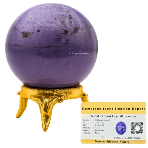 Image of Certified Stichtite Crystal Ball for Meditation - Premium Crystal Vastu Items for Home and Feng Shui Items for Good Luck - Ideal for Pooja Supplies and Spiritual Practices (1.5 inch Inch)