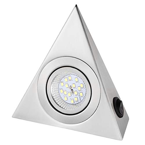 LEDMOMO Applique murale LED triangulaire en acier inoxydable pour meuble de cuisine, meuble TV, lumière blanche