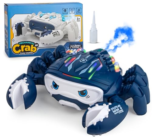 Image of Zest 4 Toyz Musical Toy for Kids Crawling Crab Toy Sensory Induction Crabs with Spray 360 Rotation Lights & Music Bump and Go Action- Multi Color