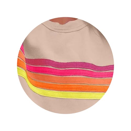 Lounge Sets for Women 2 Piece Rainbow Striped Tops Side Stripe Sweatpants Sweatsuit Fall Casual Outfits Matching Set3