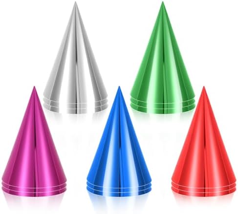 15 Pcs Colorful Birthday Party Hats, Metallic Foil Paper Cone Hat...