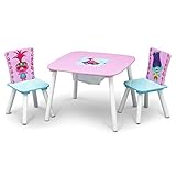 Delta Children Kids Table and Chair Set with Storage (2 Chairs Included), Trolls World Tour