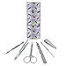 Cute Eggplant Aubergine on Stripes Pattern Stainless Steel Manicure Pedicure Grooming Beauty Care Travel Kit