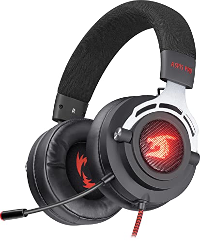 Defender Aspis Pro Gaming Headset, 7.1 Surround Sound, Over-Ear-Kopfhörer für PC und Konsolen (PS4, Xbox) mit Kabel, abnehmbarem Noise-Cancelling-Mikrofon, LED-Licht, Schwarz Cover
