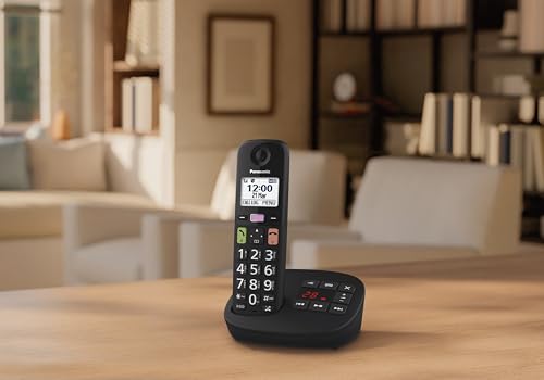 Panasonic KX-TGU132EB Digital Cordless Phone with Answering Machine, Base Unit & 2 Handsets, LCD Display, Big Buttons, Fav Call, Hearing Aid Compatible, Black - Image 4