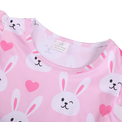 Easter Toddler Girls Dress Bunny Eggs Print Dresses Flutter Sleeve Clothes 3-8Y2