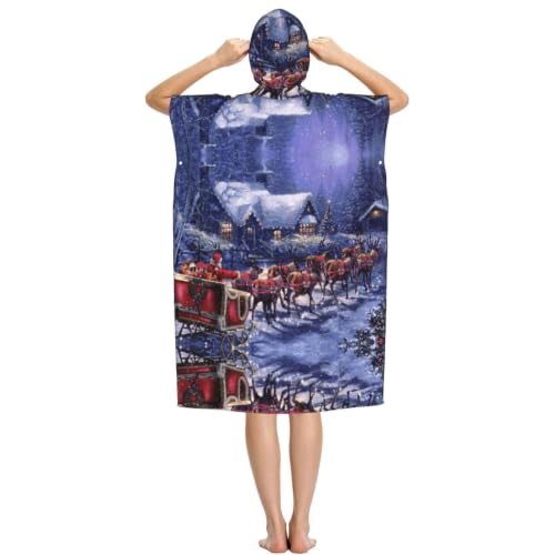 Peignoir piscine imprimé Noël poncho léger pour se changer à la plage