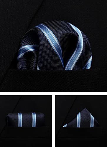 Image of Striped Plaid Polka Dot Mens Tie Formal Necktie Pocket Squares Ties Clips Cufflinks Classic for Men Set
