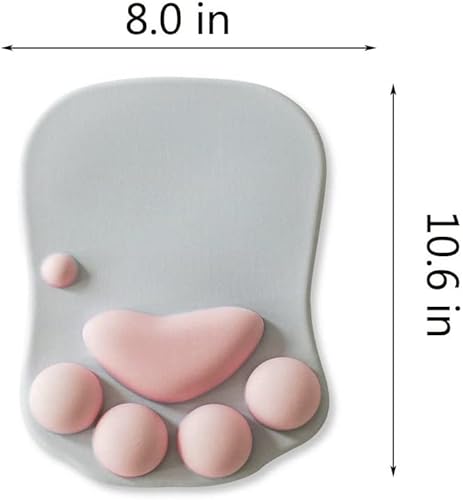 Miniatura 6 de Wesappinc. Tapete para mouse con soporte para muñeca de silicona suave de pata de gato, antideslizante y ergonómica, tapete para mouse para la