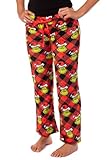 Grinch Pajama Pants Dr Seuss Woman's Grinch Holiday Plush Fleece Pants Junior Pajama Pants Adjustable Waistband (Large)