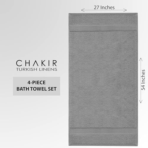 Chakir Turkish Linens 100% Cotton Premium Turkish Towels for Bathroom | 27'' x 54'' (4-Piece Bath Towels - White) - Thumbnail 4
