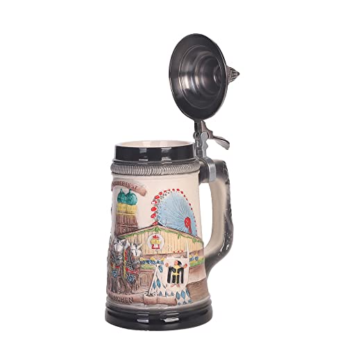 Wrendefull 0.85Lbeer Stein With Matel Pewter Lid Stanley Steel Germany Oktoberfest Tankard Eagle Bierkrug Drinking Glass Horn Beer Stine Mug For Men Can At Christmas Ornaments Cup Broeder Horse #TOP2
