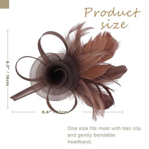 Image of DRESHOW Fascinators Hats for Women Tea Party Fascinator Hats Vintage 50s Headwear Cocktail Wedding Church Derby Hat