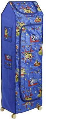 Prachiva Sales Multipurpose Foldable Plastic Baby almirah, Kids Wardrobe, Cloth Organizer, Folding Cupboard, Toy Box (5 Shelf, Blue)