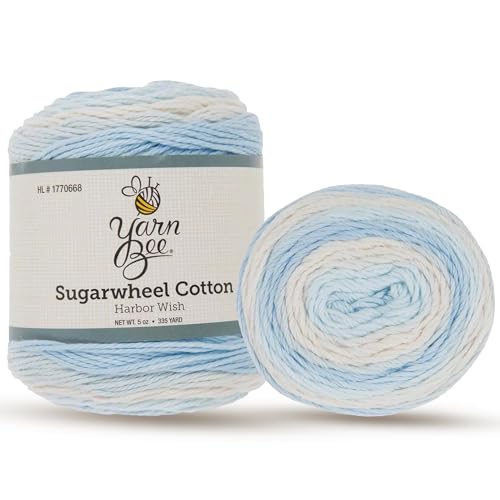 Yarn Bee 3 - Light Cotton Yarn Skein 335 Yards for Crocheting & Knitting Craft Supplies for Blankets, Hats, & More, Harbor Wish