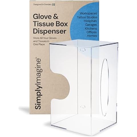 SimplyImagine Glove Box Holder Wall Mount and Acrylic Tissue Dispenser - Organizer for Gloves Wipes Paper Napkins and Kleenex, Perfect for Hospitals, Home, Restaurants, Office and Garage Cover