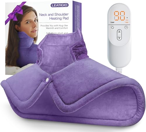 Image of Mothers Day Gifts, Heating Pad for Neck Shoulders Back, Upgraded PTC+NTC Even Heating, Versatile Electric Heated Neck Wrap for Full-Body Relax, Birthday Gifts for Women Mom Wife Grandma, Purple