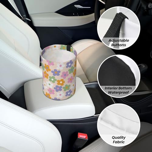 Image of Cute Flowers Floral Car Trash Can Collapsible Garbage Can,Hanging Trash Bag Water Proof with Suitable for Storage for Car Interiors,Home
