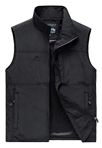 Flygo Men's Casual Lightweight Outdoor Work Safari Fishing Travel Photo Vest Multi Pockets