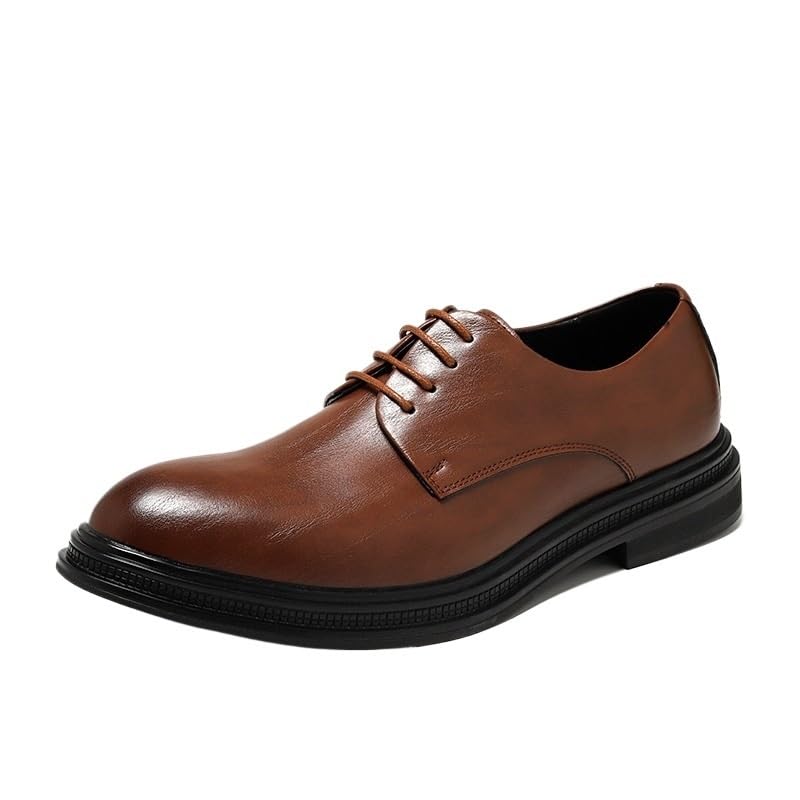 Mens Oxford Dress Shoes Genuine Leather Lace Up Plain Toe Non Slip Sole Prom Formal Working Comfortable