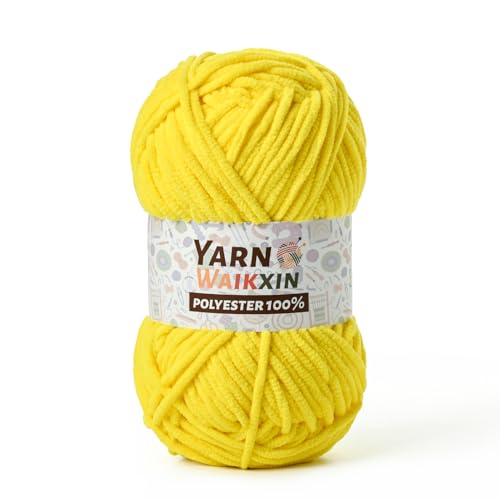 Image of Soft Chenille Yarn for Crocheting, Fluffy Chunky Crochet Yarn for Baby Blanket, (1.76oz /65.6yds) Fuzzy Velvet Yarn for Amigurumi&DIY Puzzle、Crafts、Scarf(Golden Yellow)