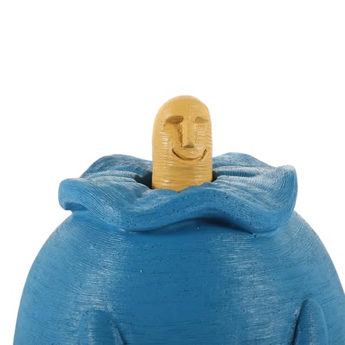 Statue doigt honneur en résine bleu, finition artisanale - 8