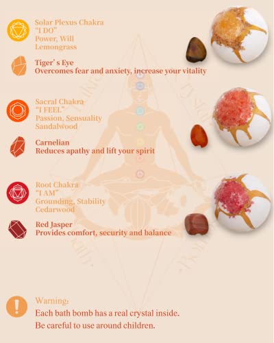 Chakra Bath Bomb Set, 7 Fizzing Bath Bombs With Bath Salt On Top And Crystals Inside, Luxury Pampering Gift Set For Women. #TOP4