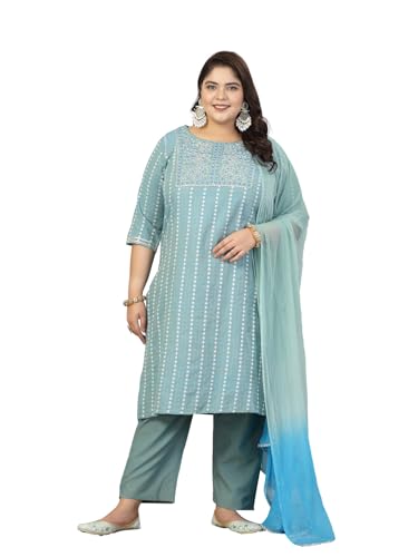 Stylum Women's Plus Size Woven Design & Embroidered Cotton Blend ...