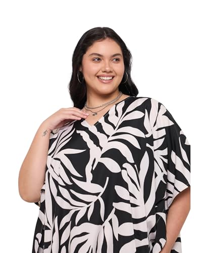 Image of Gypsie Blu Women Plus Size Kaftan Dress Beach Cover Up Maxi Dresses for Women, V-Neck Kimono Sleeve 1X-3X