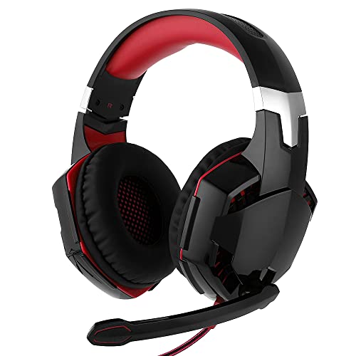 Uten Gaming Headset Mic Game Headphones Surround Sound Noise Reduction with Volume Control Microphone for PS4 PS5 Nintendo PC Xbox One Laptop Computer Red