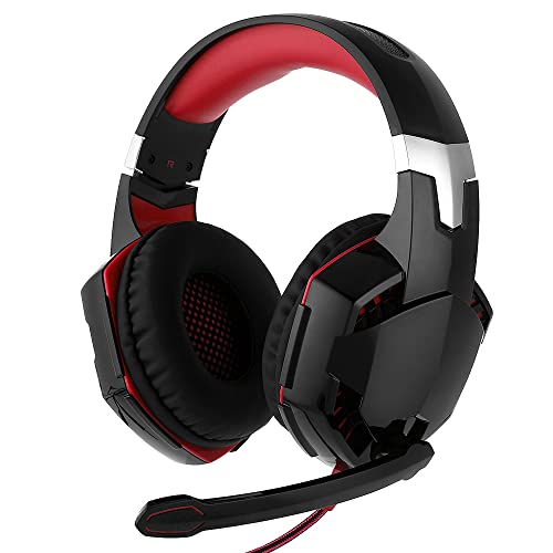 Gaming Headset Mic Game Headphones Surround Sound Noise Reduction with Volume Control Microphone for PS4 PS5 Nintendo PC Xbox One Laptop Computer Red