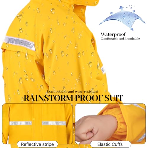 Image of Rain Suit for Men & Women, Heavy Duty Rain Suits, Breathable Waterproof Rain Gear, Rain Coats Eye-Catching Reflective Strip