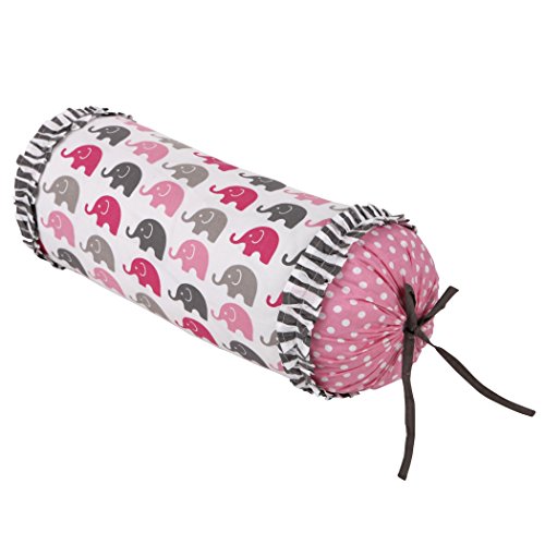 Bacati - Elephants Pink/grey Neck Roll Bacati - Elephants Pink/grey Neck Roll