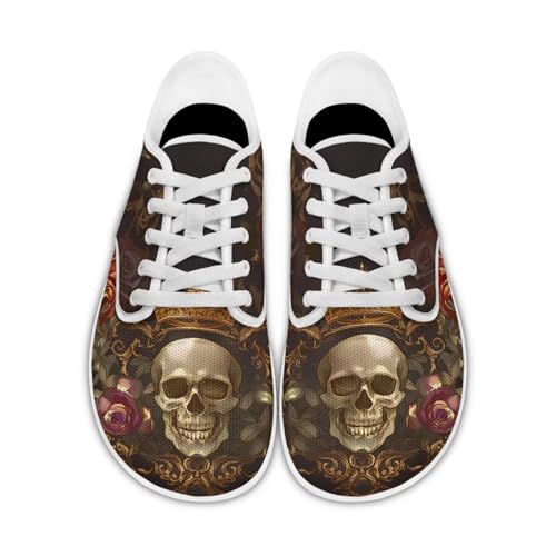 Rose Skull Design Barefoot Minimalist Shoes Womens Zero Drop Wide Width Fashion Sneaker2