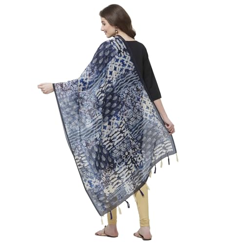 Navy Blue and Off White color Paisley Ethnic Digital Print Chanderi Silk Dupatta For Women4