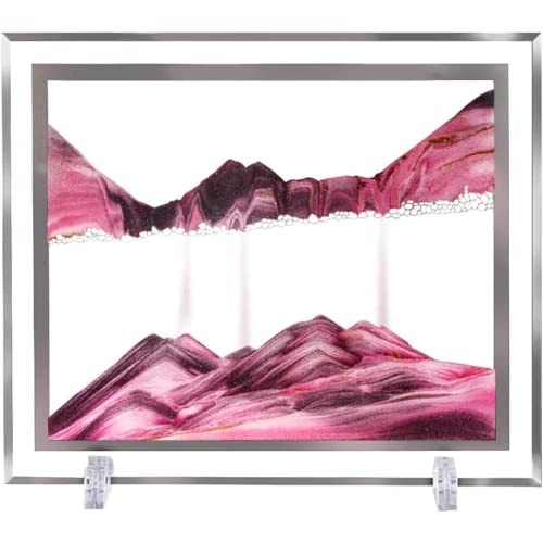 Image of NYRWANA Sand Art, Moving Sand Art,Sand Art Decor Picture Glass Liquid Wall Painting, 3d Deep Sea Sandscape Natural Landscape in Motion Display with Flowing Sand Frame for Home Decor, Diwali Gift Item, (12 inch, Pink)