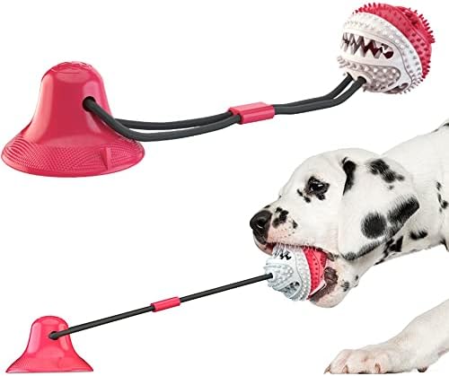 Dog Chew Toys,Food Dispensing Ball with Suction Cup and Rope Cup for Puppy Dogs,Dog Training Treats Teething Toys for Boredom, Small DogToy Treat Food Dispensing Ball Toys.