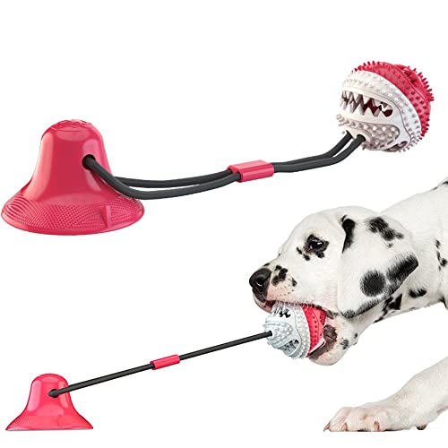 Dog Chew Toys,Food Dispensing Ball with Suction Cup and Rope Cup for Puppy Dogs,Dog Training Treats Teething Toys for Boredom, Small DogToy Treat Food Dispensing Ball Toys.