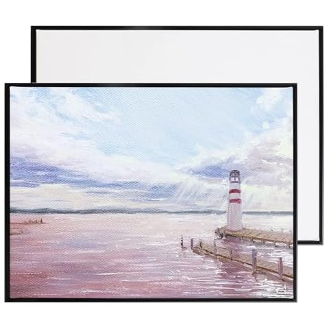 Podronale 30x30 Inch Floater Frame with Blank Canvas, 9/10" Thickness Canvas for Painting （2 Canvas+2Frames） Cover