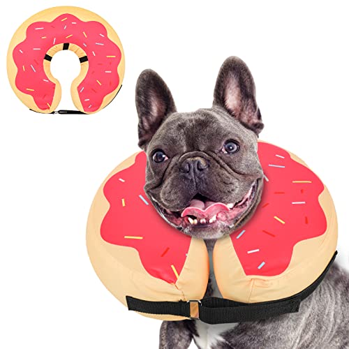 Image of MIDOG Inflatable Dog Cone Alternative for After Surgery - Soft Protective Donut Collar Prevents Licking & Allows Eating, Comfortable Recovery E-Collar Alternative for Small Medium Large Dogs (Red,M+)