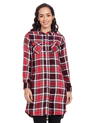 Image of Max Women Checked Tie-Up Waist Shirt Tunic