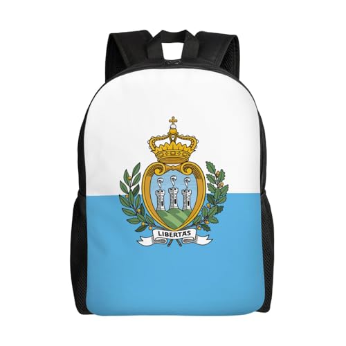 GUOLGP Mochila impermeable de gran capacidad con estampado de bandera de San Marino para hombres y mujeres, elegante, trabajo, senderismo, al aire libre
