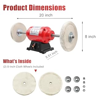 BLACKCUBE Bench Buffer Polisher Motor with 8 Inch Dual Buffering Wheels, Benchtop Polishing Machine for Jewelry, Metal, Wood, Plastic and Knife Sharpening