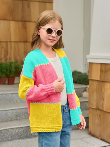 Cardigan épais ouvert devant Haloumoning rose vif pour fille